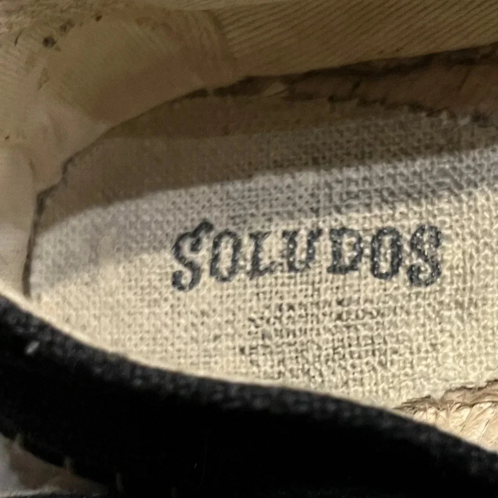 Soludos size 8 Black flat espadrilles beaded wine glass and wine bottle decor
